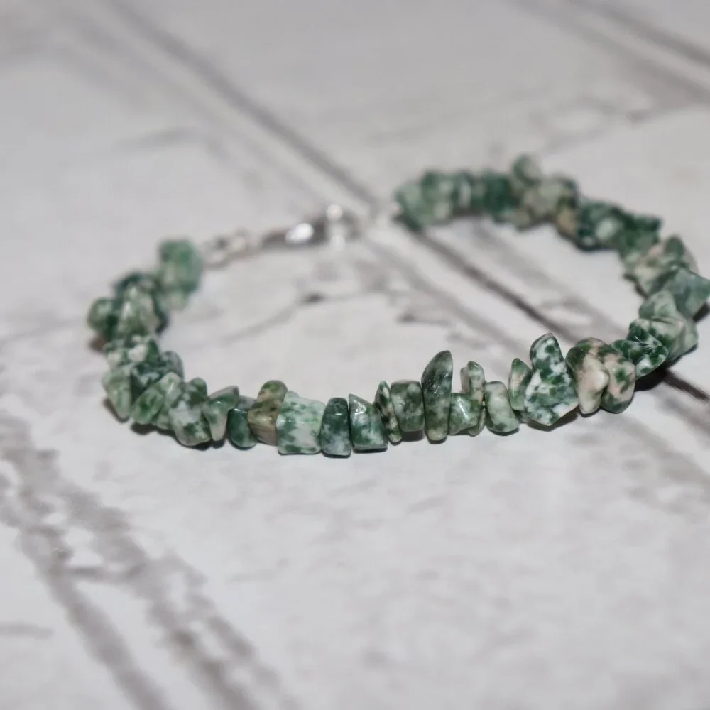 NWOT Tree Agate beaded natural stone bracelet 7.5